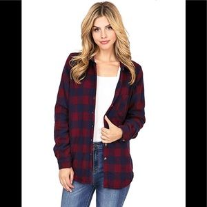 Ambiance Wine and Navy Flannel with Fleece Lining